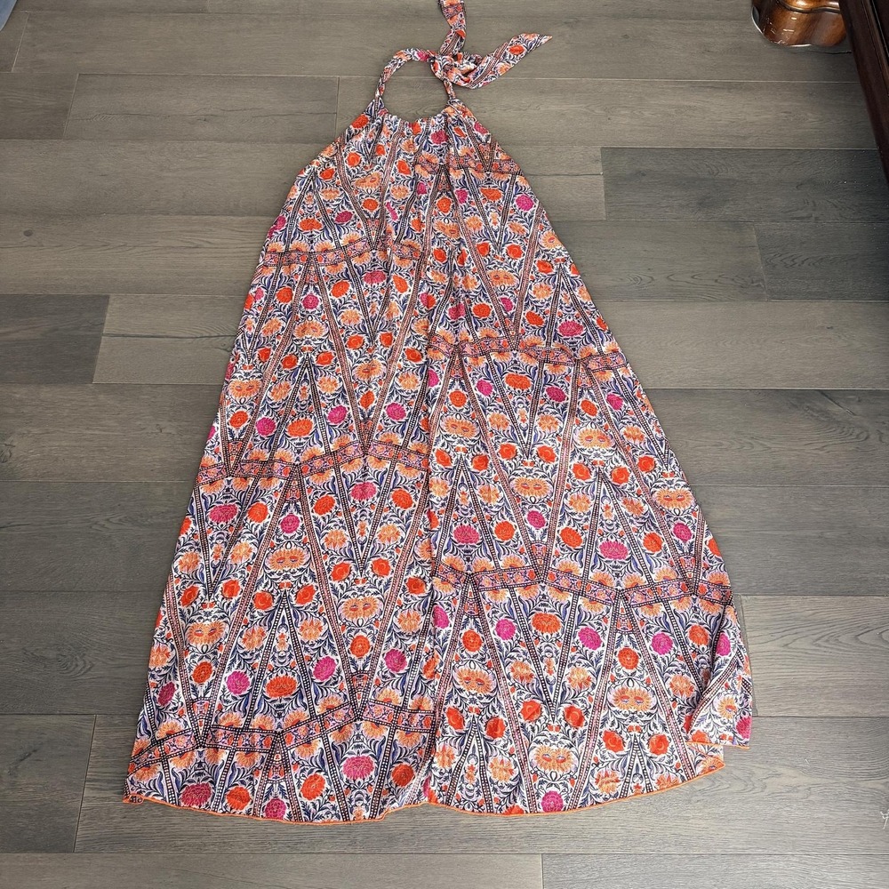 Lulus Dress Womens Small Multicolor Floral Halter Maxi Lined Boho Sundress